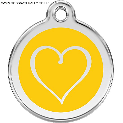 Yellow Pretty Heart Dog ID Tags (3x sizes)